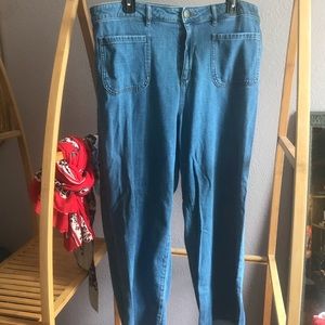 Loft Outlet Curvy High Rise Wide Leg Blue Jean